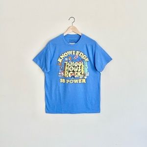 School House Rock Knowledge Is Power Retro Graphic Blue T Shirt Adult size Large